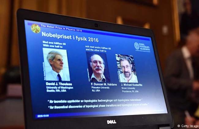 اعطای جایزه نوبل فیزیک به  سه دانشمند بریتانیایی 